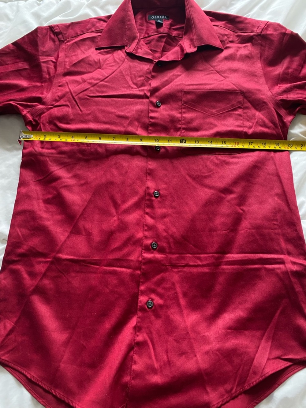 George Red Satin-Look Button-Up Shirt - Picture 6 of 6